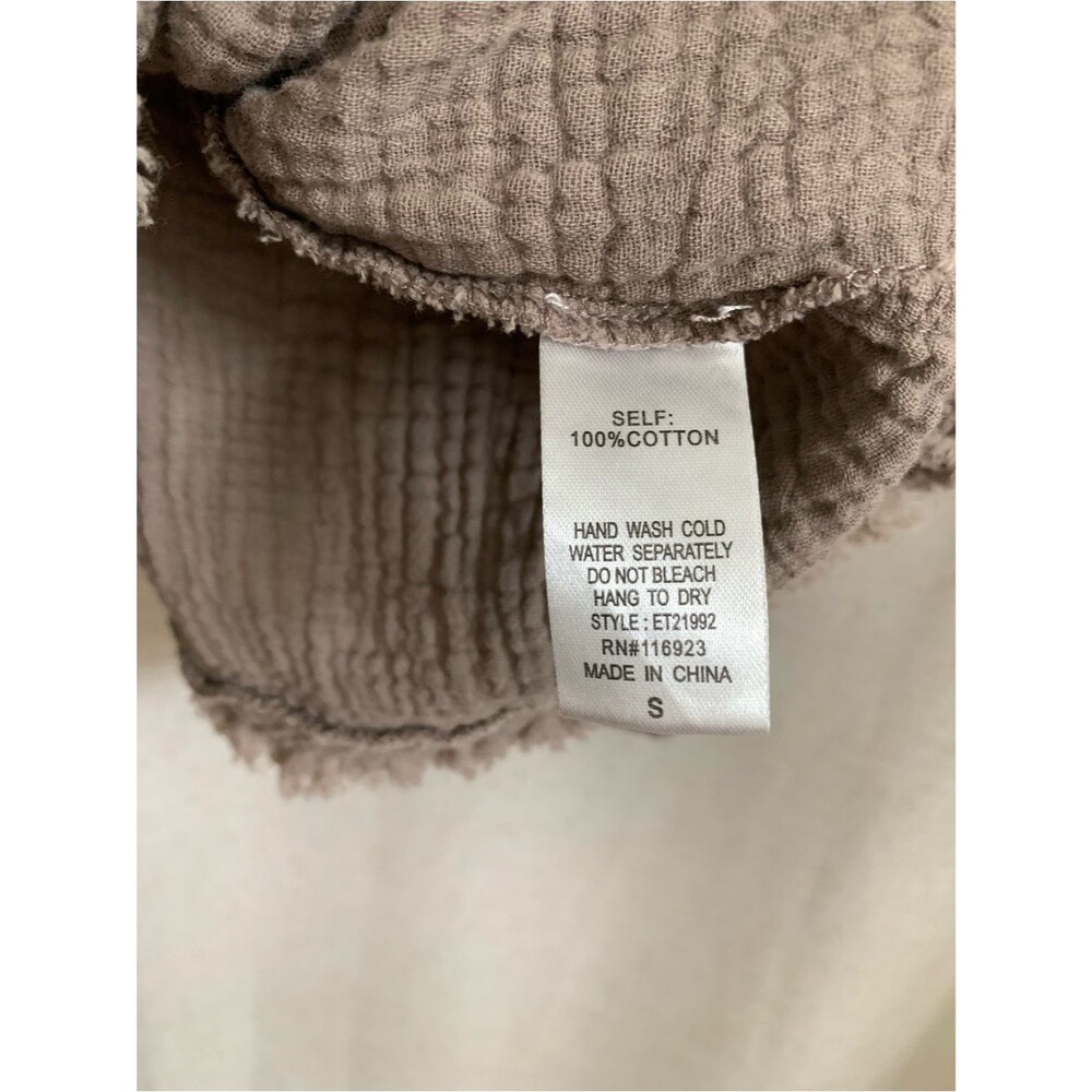 easel 100% Gauze Cotta Peasant Taupe-Like Button Henley Tunic Small - Picture 8 of 9